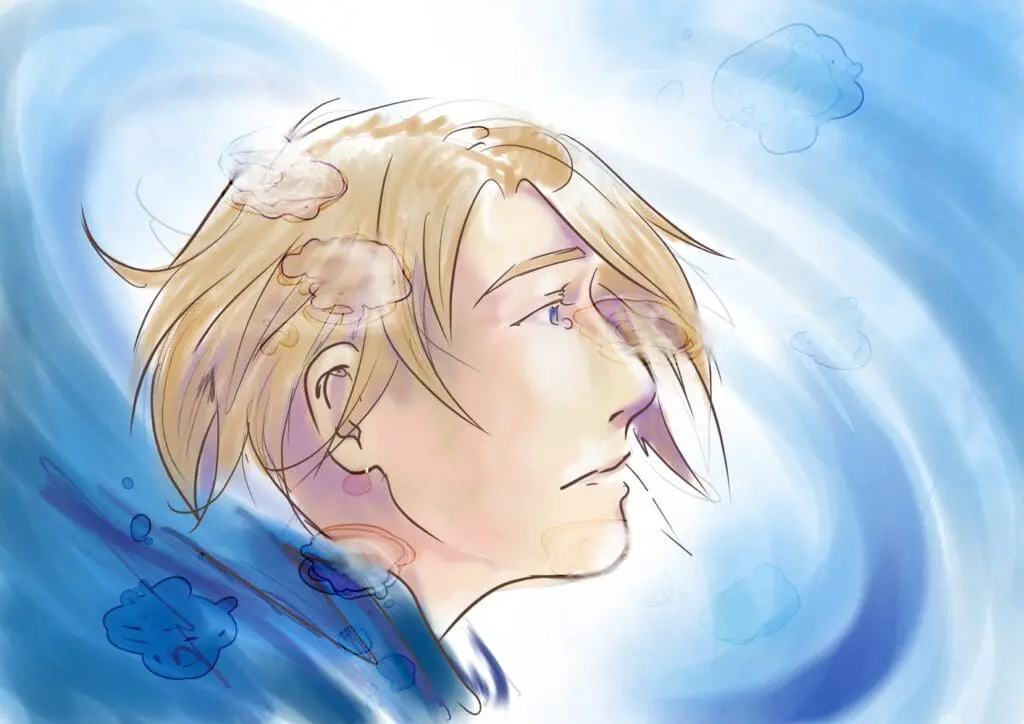 Portrait de Lancelot de profil, réalisé sur Medibang