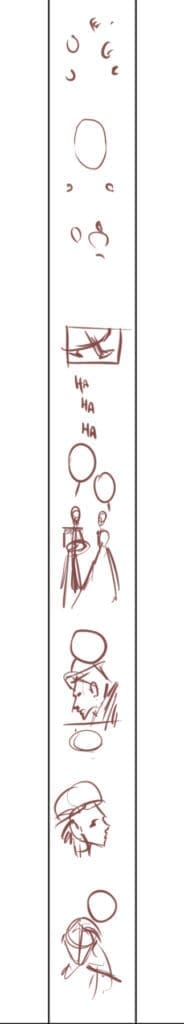 Premier jet du storyboard d’Inséparables chapitre 4