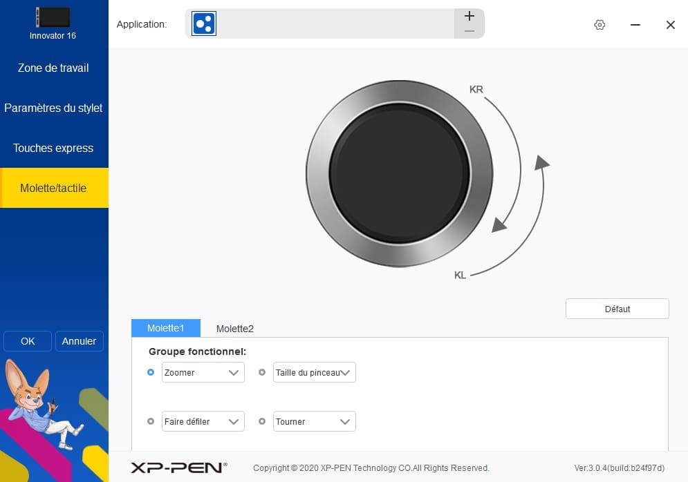 xp-pen innovator 16 réglages