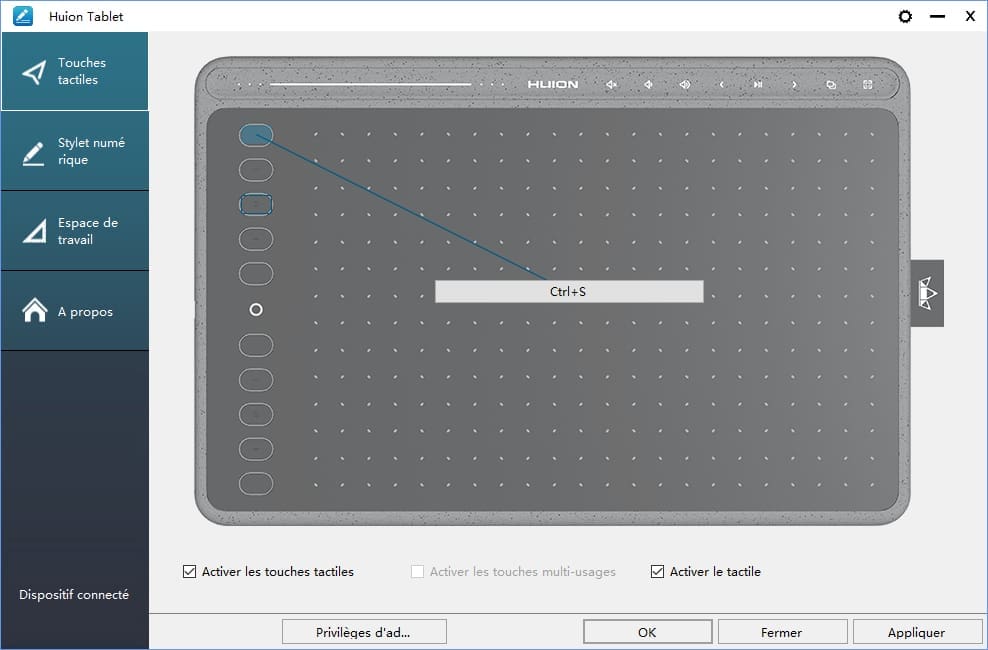 tablette graphique huion hs611 réglages