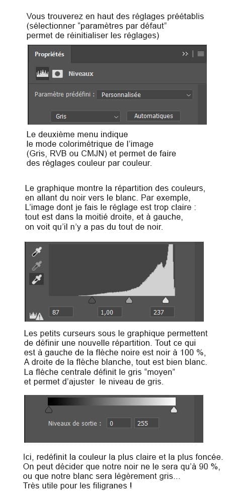 explications détaillées du réglage des niveaux sur photoshop