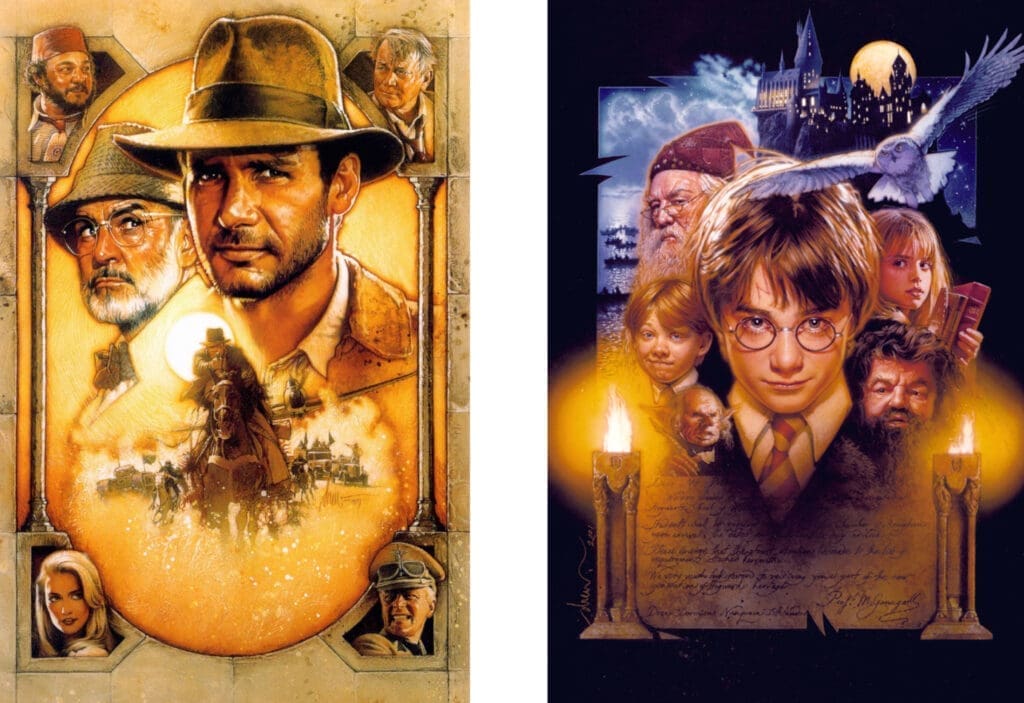 Composition géométrique : Drew Struzan poster d’Indiana Jones et d’Harry Potter