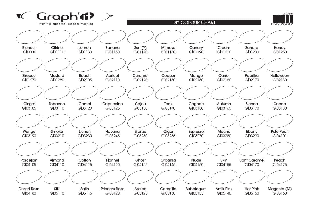 Les feutres GRAPH'IT Marker nuancier vierge 1