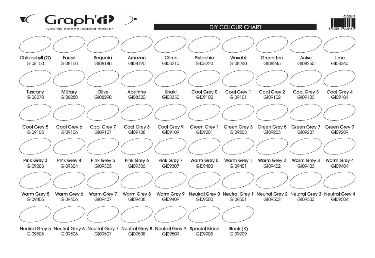 Les feutres GRAPH'IT Marker nuancier vierge 3