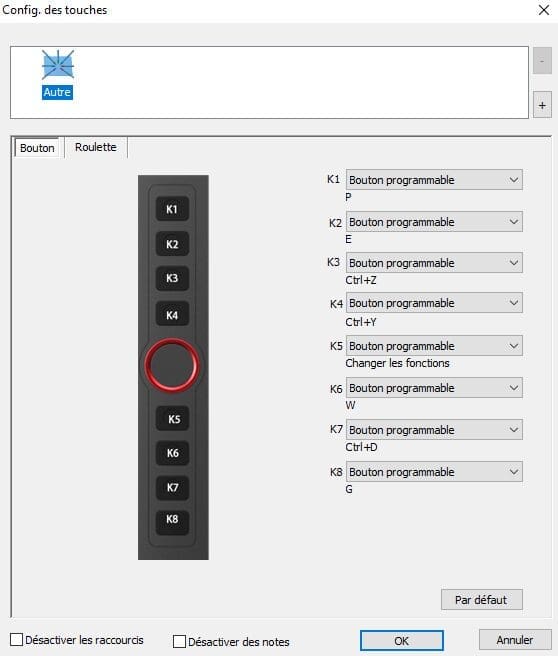 configuration touches tablette xp-pen artist 13.3 pro