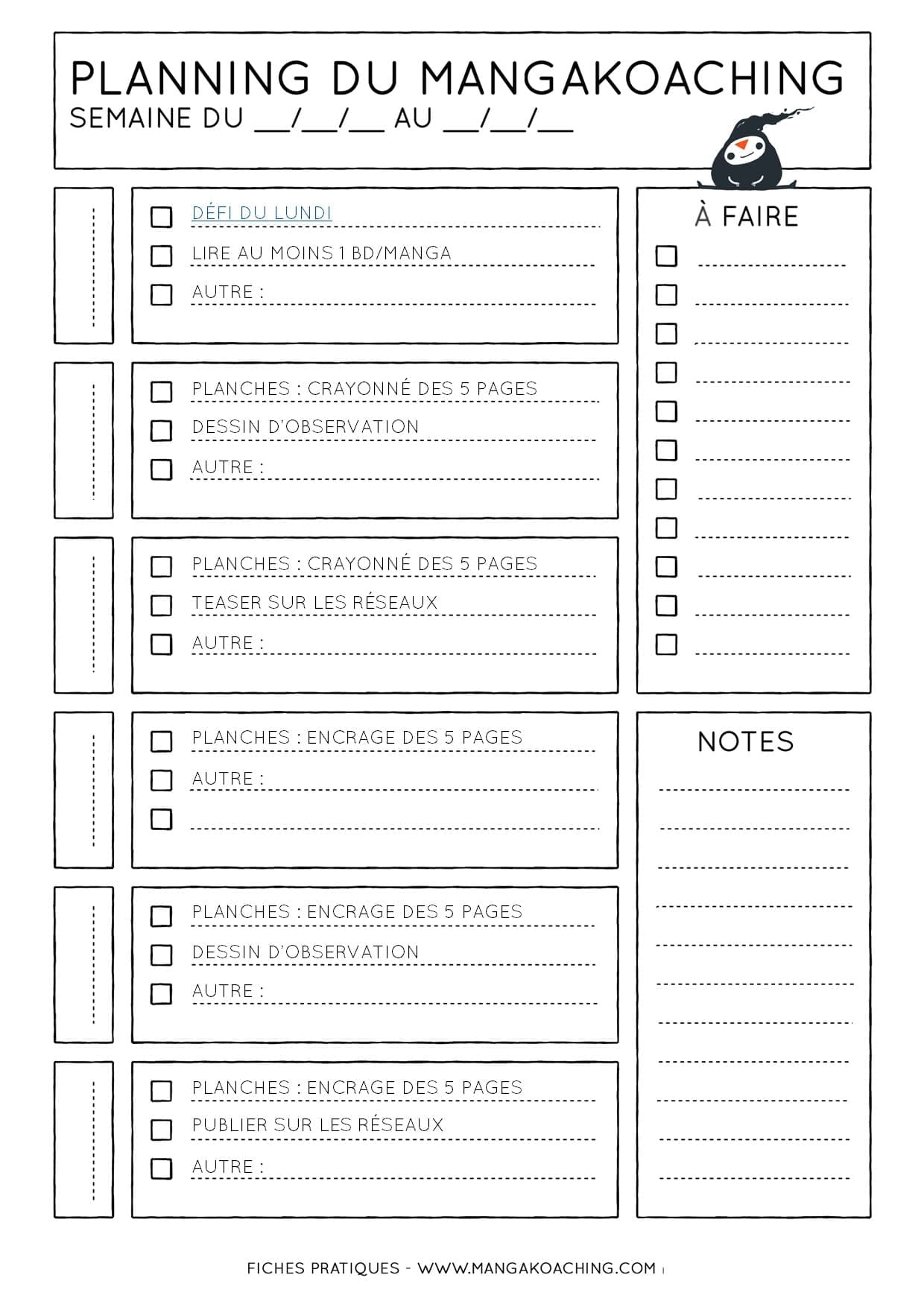 Planning du mangakoaching 11