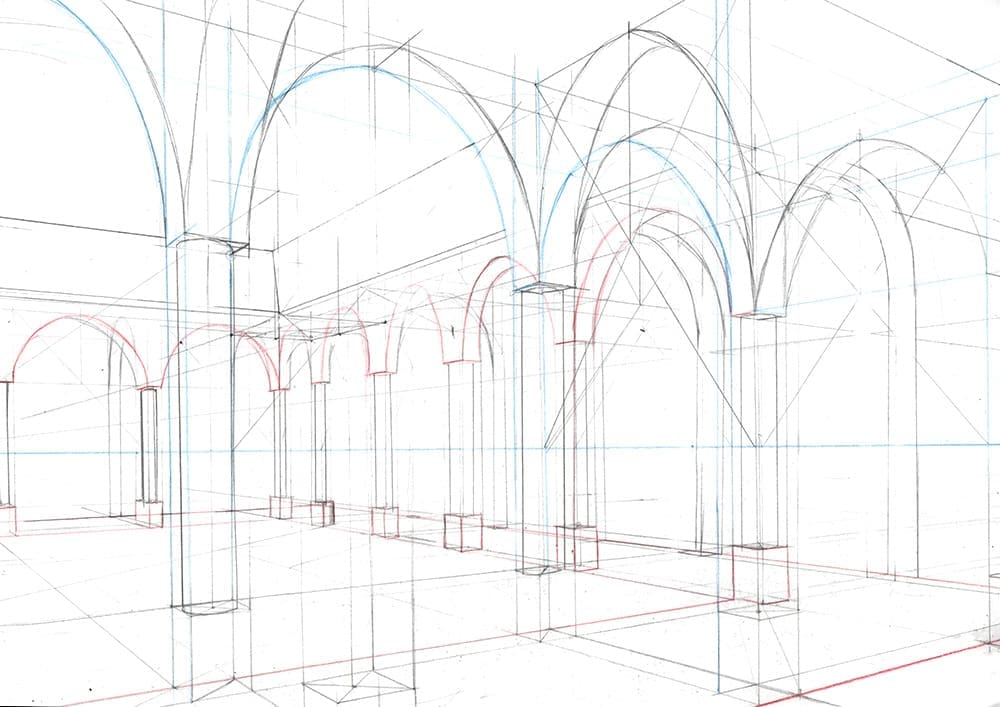 Faire une illustration en perspective à  2 points de fuite, étape par étape : rajouter les détails