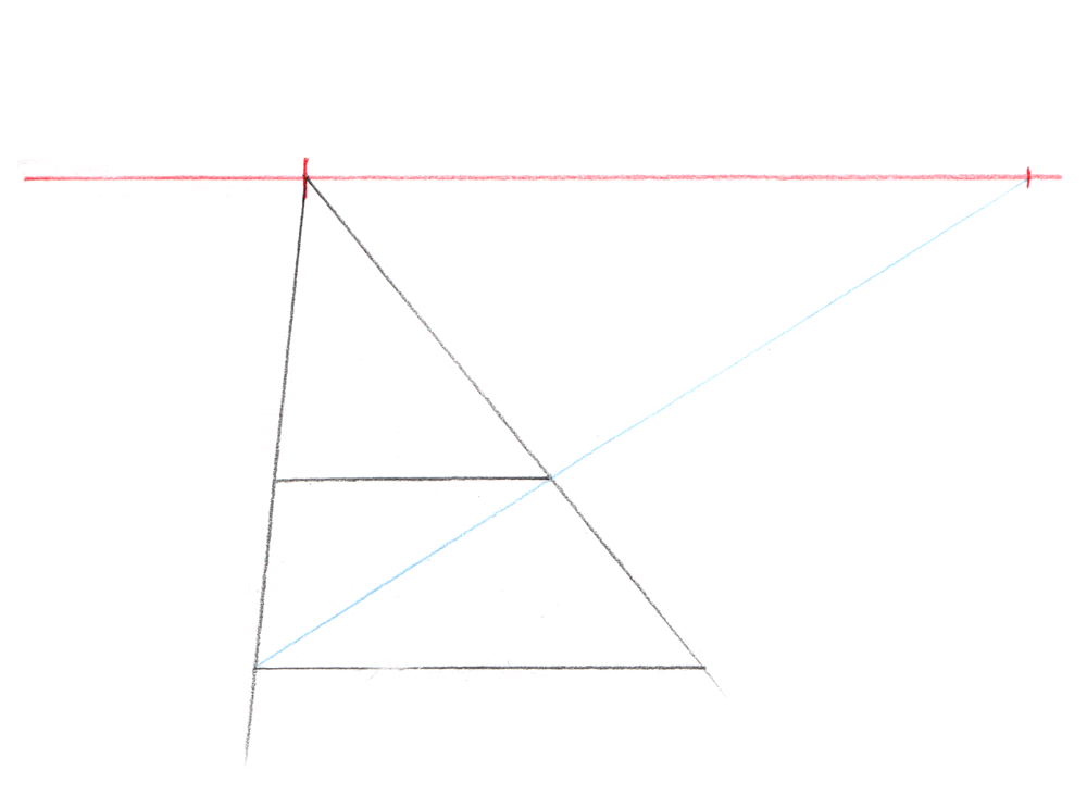 Tracé d'un cercle inscrit dans un carré  en perspective à 1 point de fuite. (étape par étape)