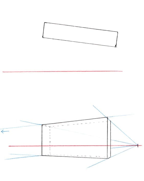 Exemple simple de perspective à deux points de fuite