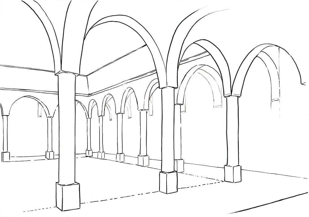 Faire une illustration en perspective à  2 points de fuite, étape par étape : la mise au propre.