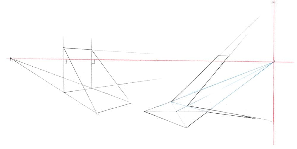 Exercice simple de construction en perspective : un bon moyen de se familiariser avec de nouvelles formes et techniques.