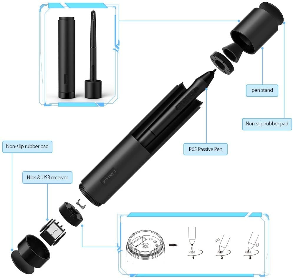 caractéristiques stylet tablette graphique xp-pen deco 03