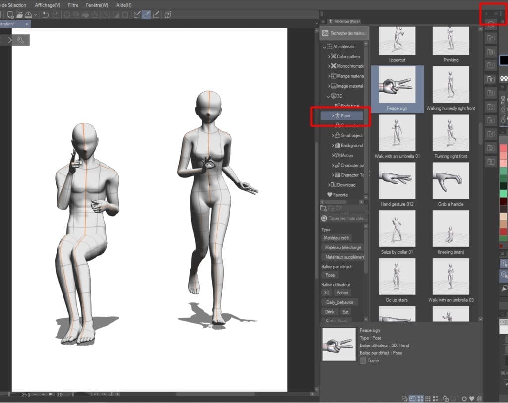 exemple d'utilisation des mannequins 3D sur CLIP STUDIO PAINT