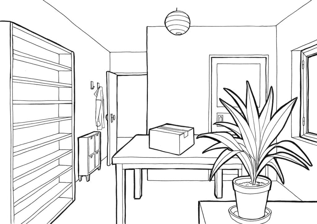Dessin de décor en perspective : Utiliser des contours plus épais pour séparer les différents plans de l'image.