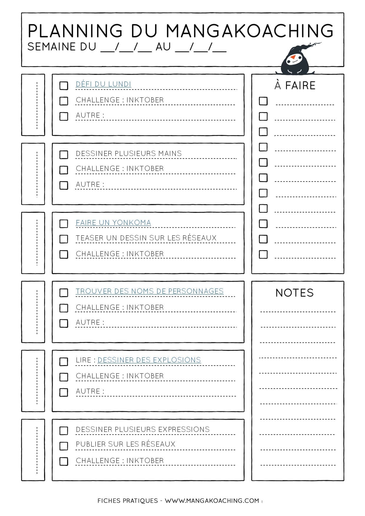 Planning du mangakoaching 36