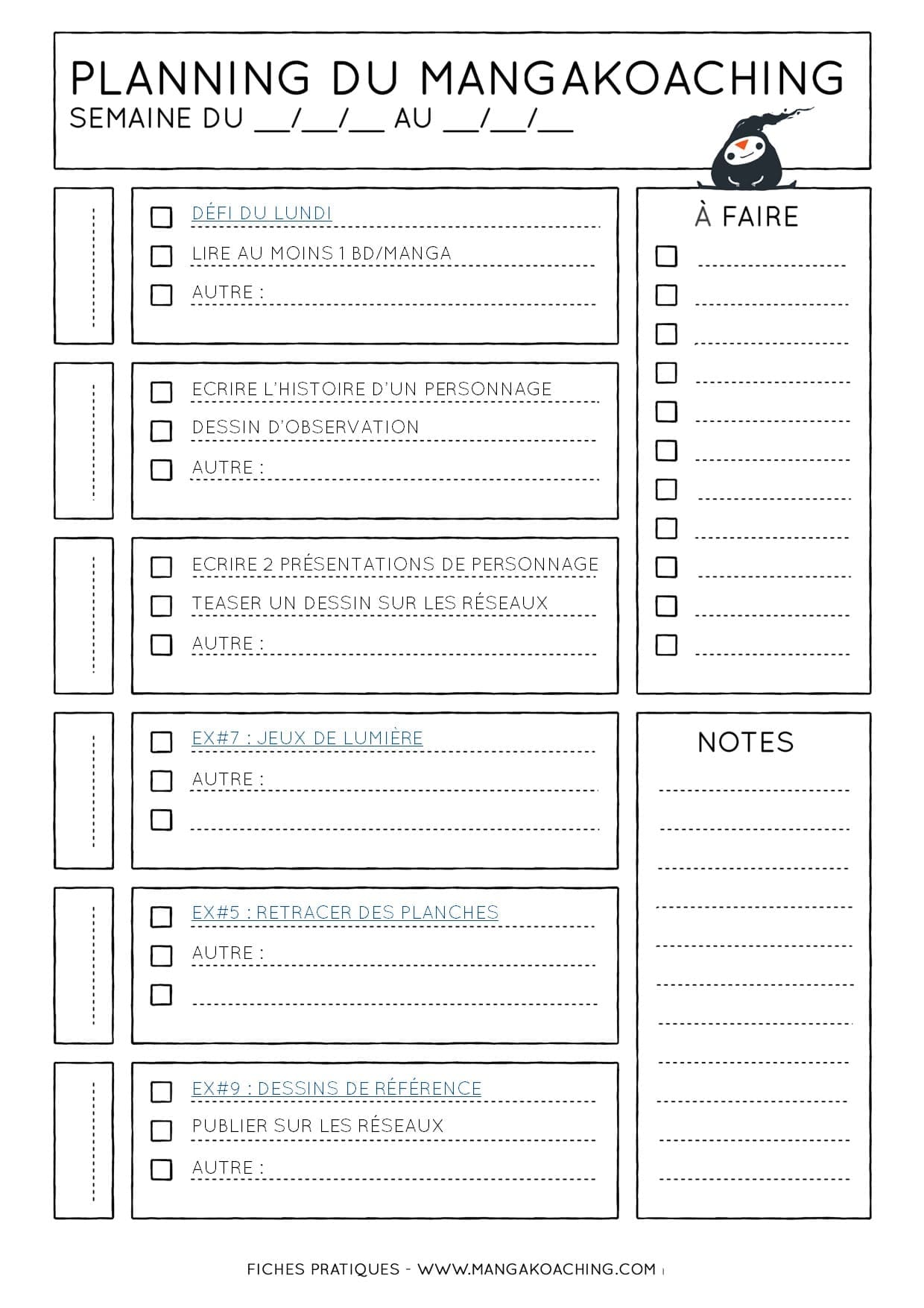 Planning du mangakoaching 40