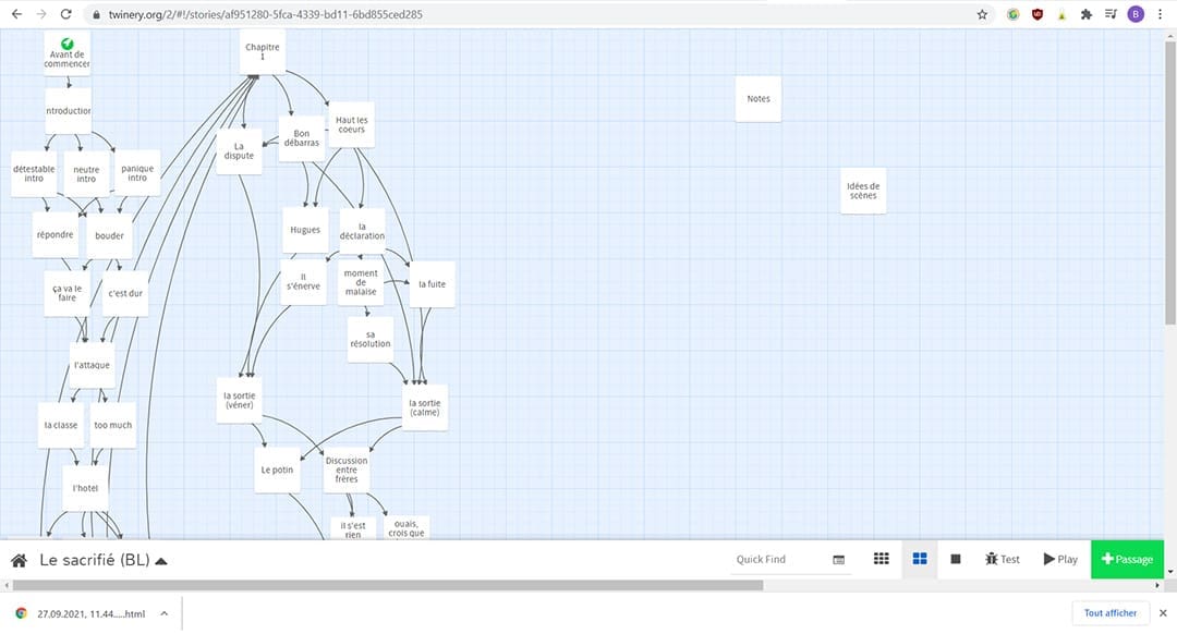 Twine est un site et logiciel permettant de créer des fictions hypertextes, et d'explorer différents embranchements.