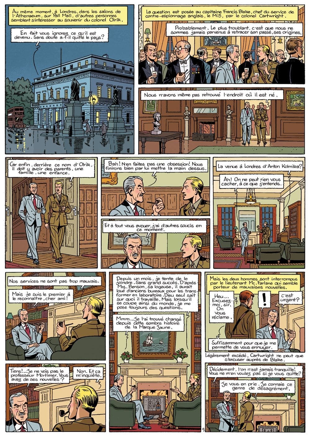 Extrait de Blake et Mortimer, une BD qui se répète entre texte et image