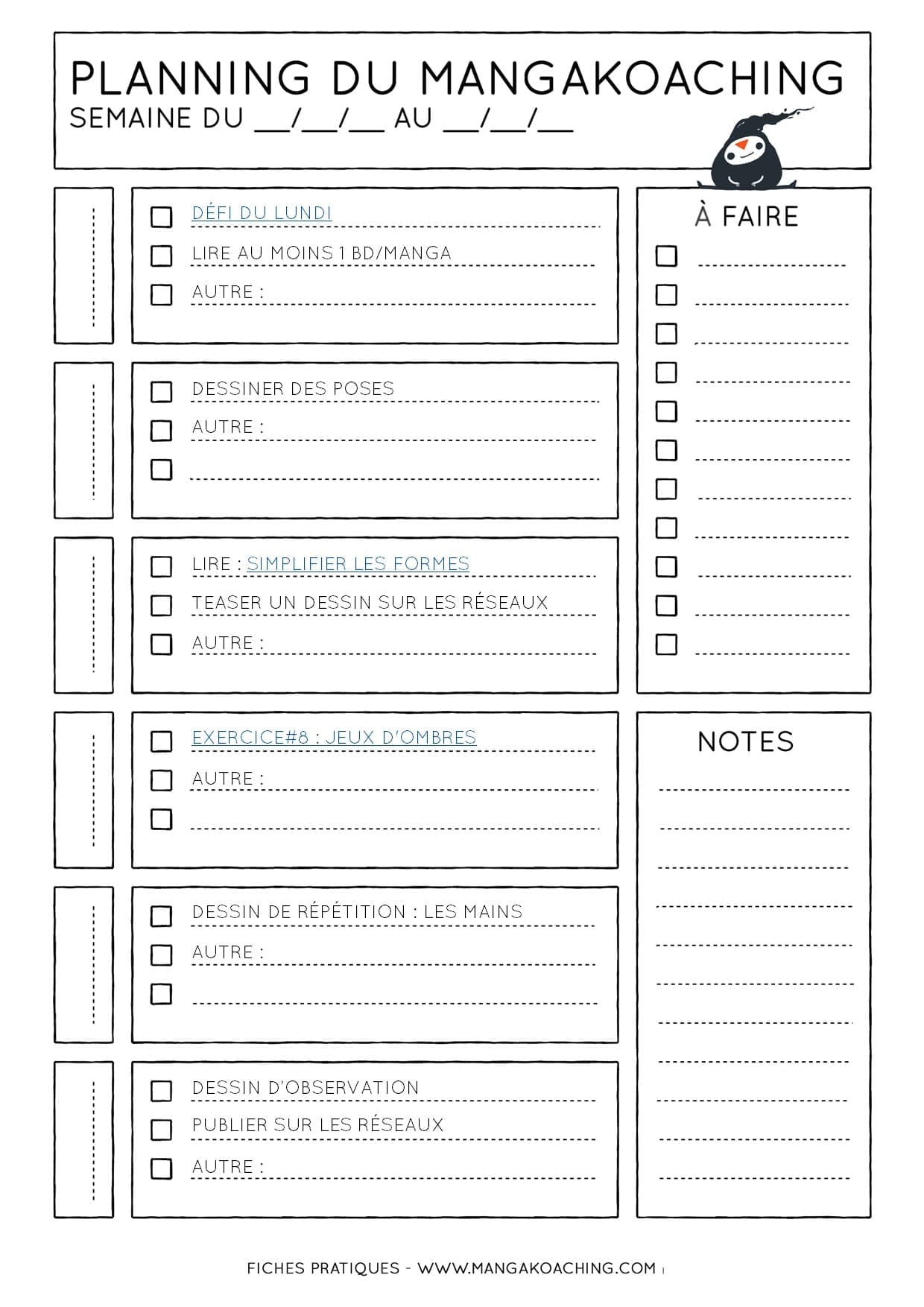 Planning du mangakoaching 44