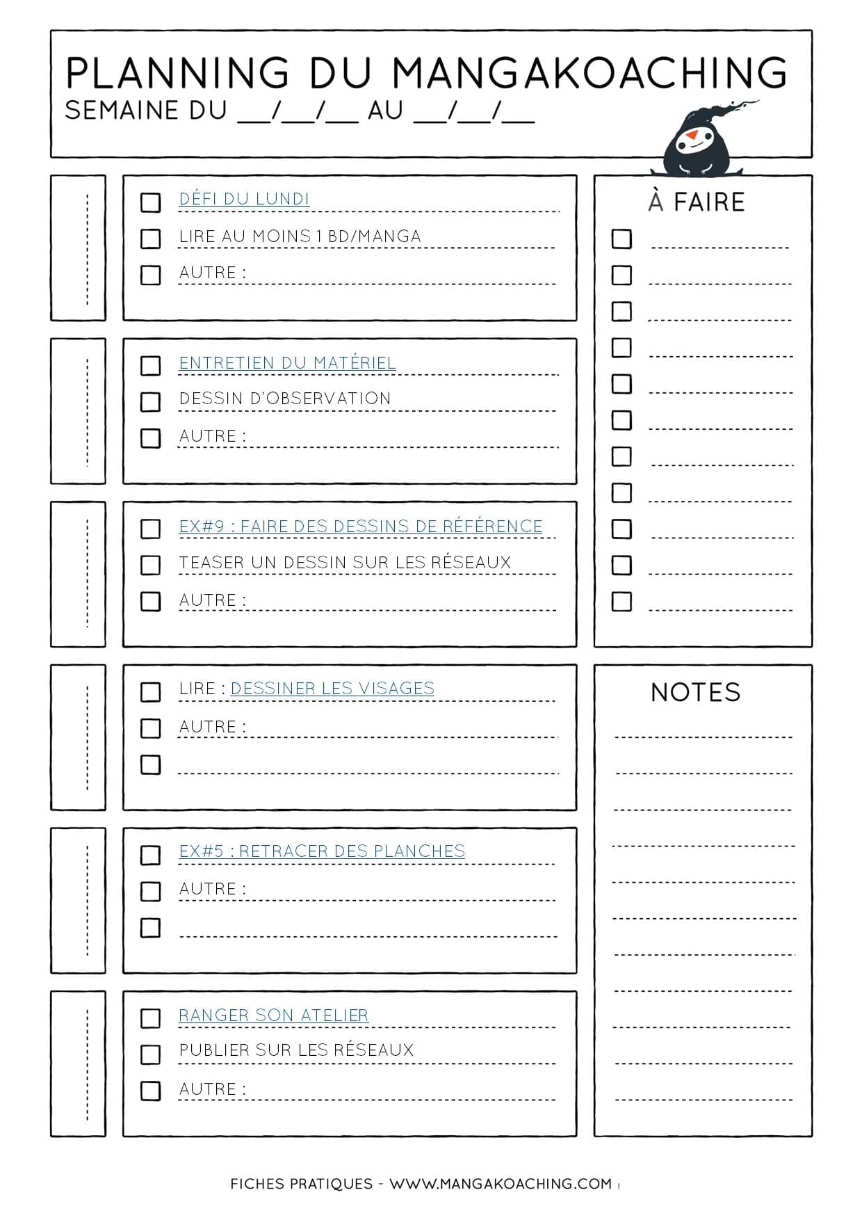 Planning du mangakoaching 45