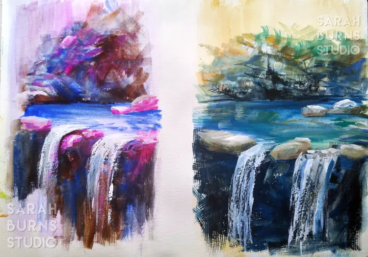 Gouache Waterfalls by Sarah Burns Studio 1