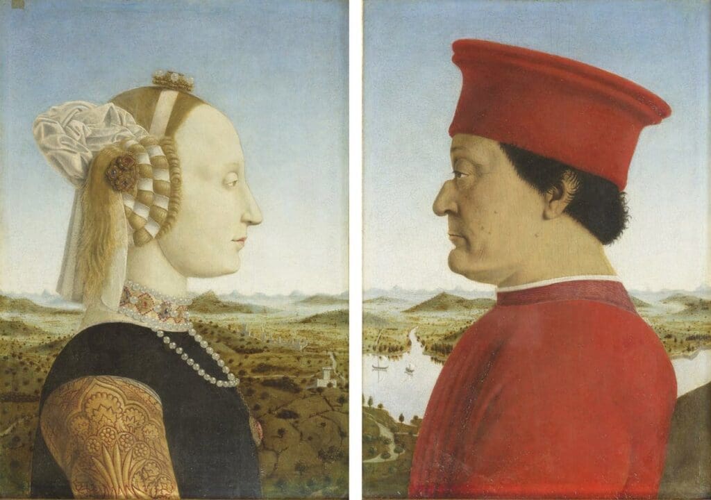 Exemple de diptyque, "Triomphe de la chasteté" par Piero della Francesca