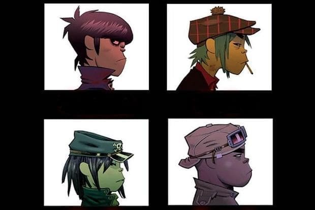 94327 les membres virtuels du groupe gorillaz sur la pochette de l album demon days