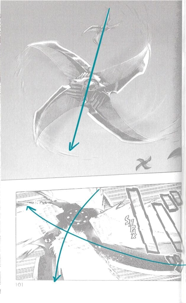 Composition des cases dans une double-page de manga Mihiraki compocases p2