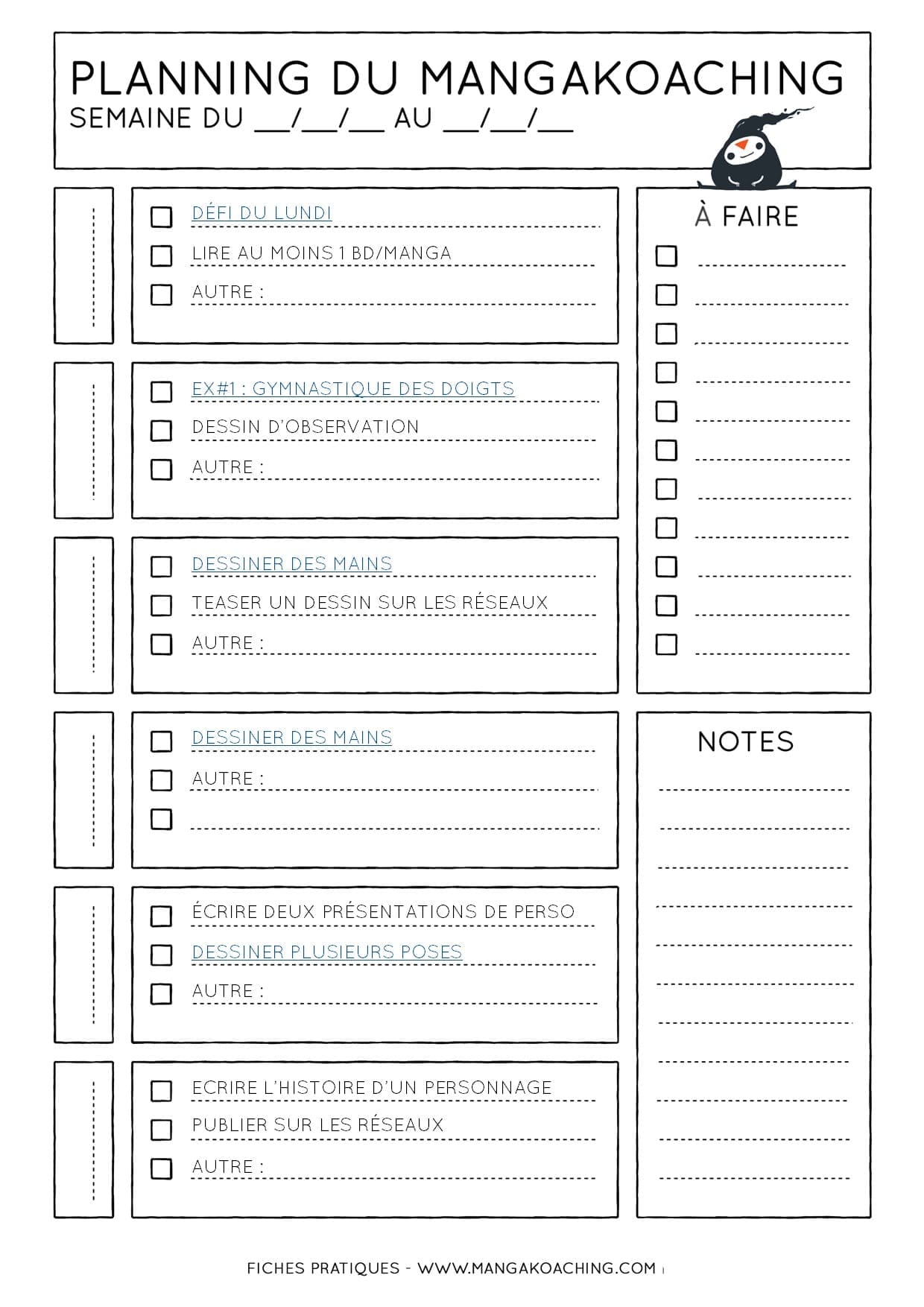 Planning du mangakoaching 62