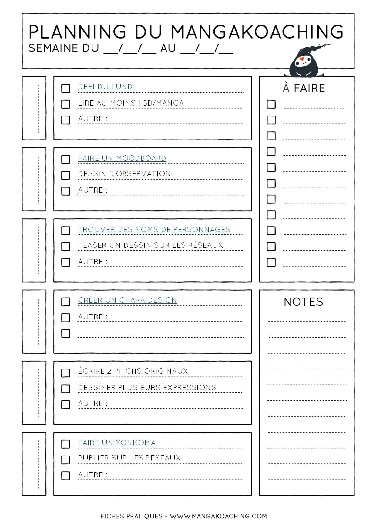 Planning du mangakoaching 63