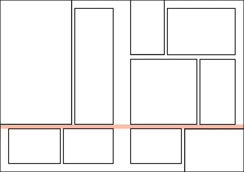 Mihiraki : l'erreur repose dans l'alignement de ces espacements, créant une ligne continue sur toute la double-page.