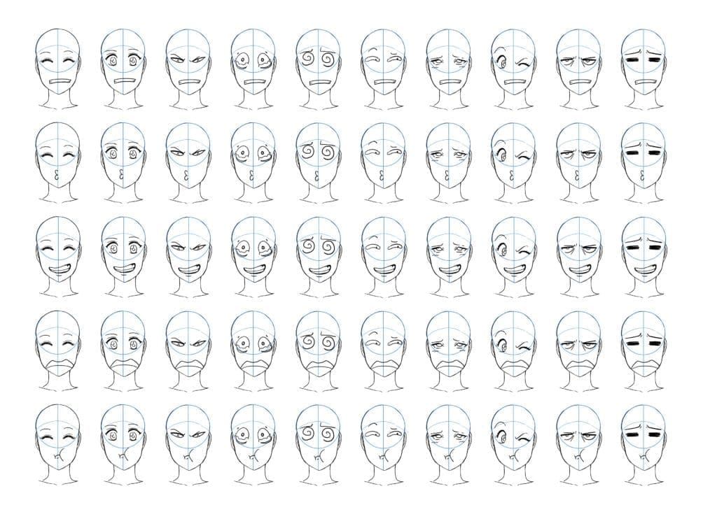 Exercice #12 : Dessiner des émotions visages 50 emotions 4 40
