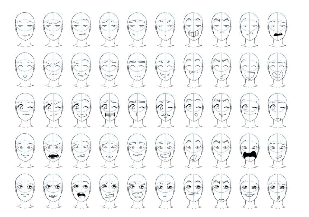Exercice #12 : Dessiner des émotions visages 50 emotions 9 40