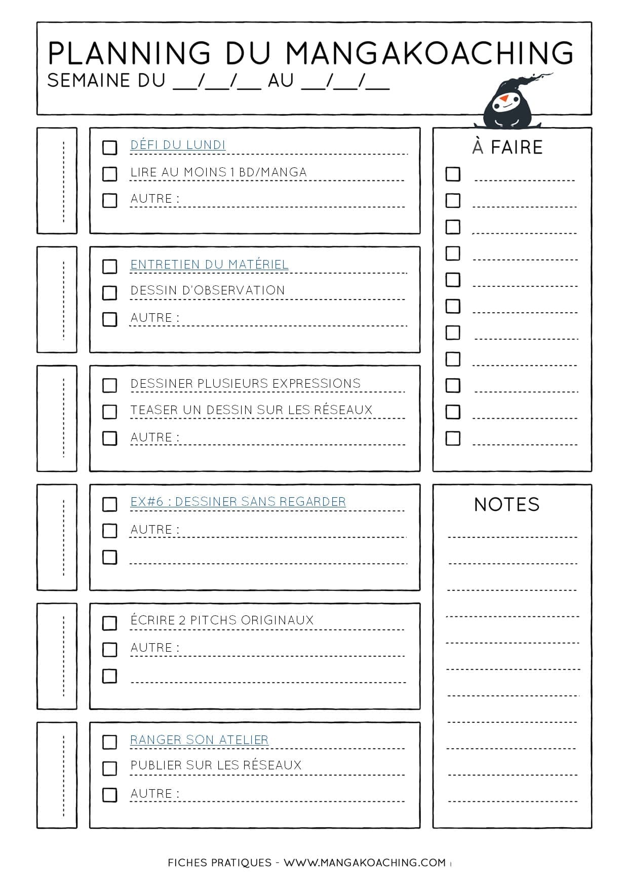 Planning du mangakoaching 71