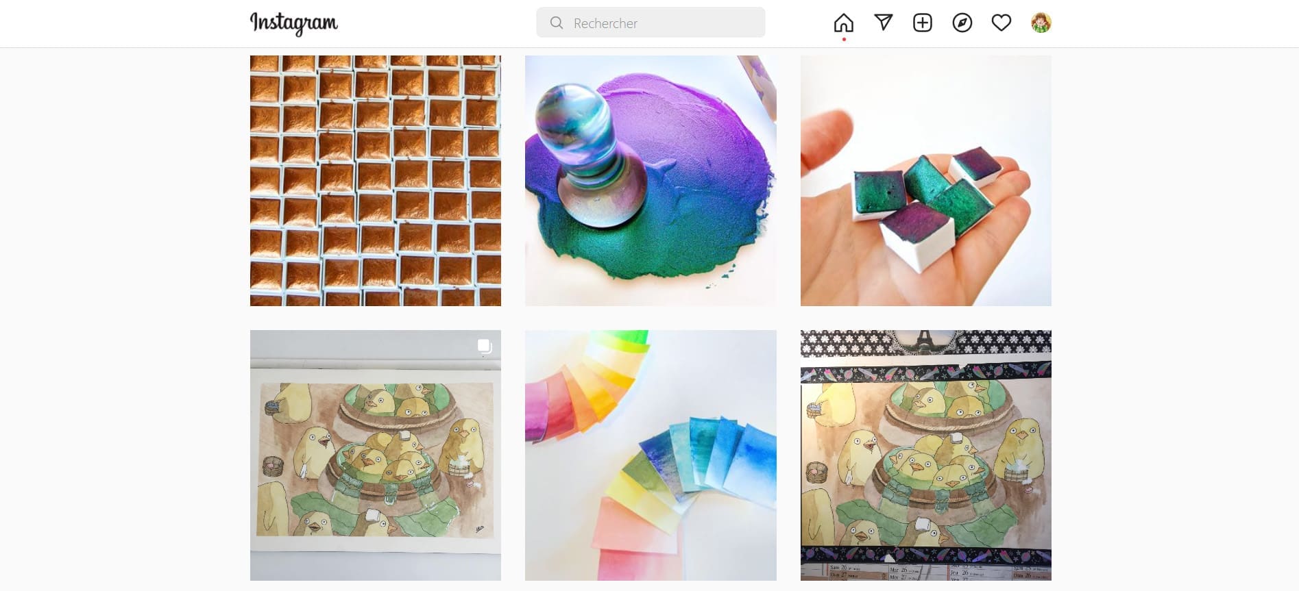 Exemples d'aquarelles artisanales sur instagram