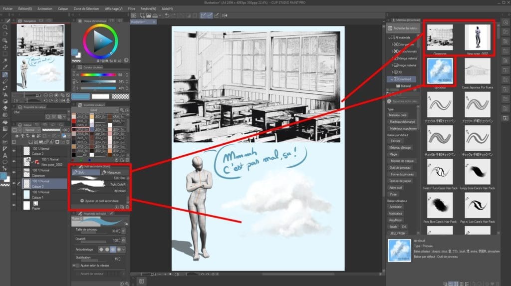 Comment ajouter des matériaux sur CLIP STUDIO PAINT 10 1024x573 1