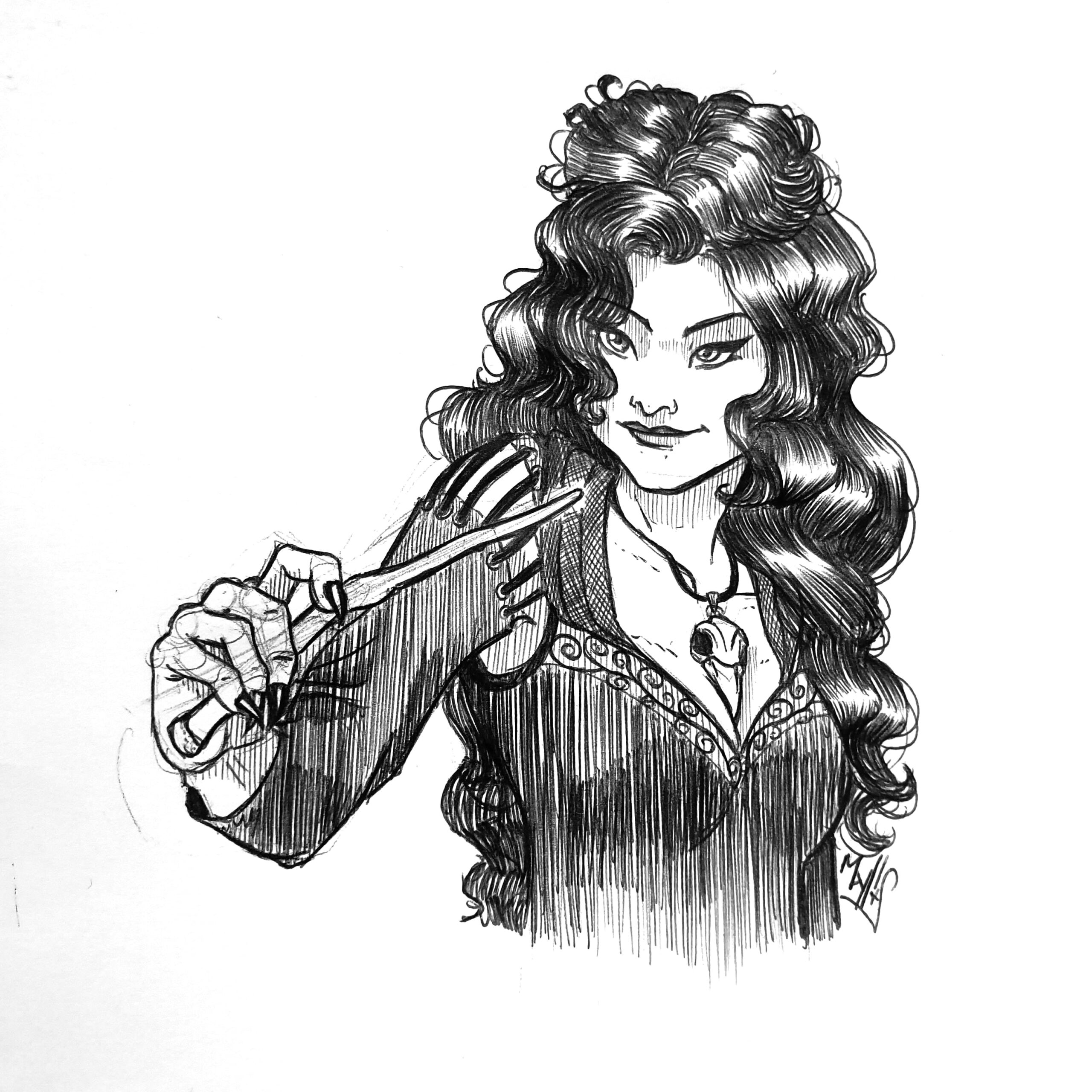 Bellatrix Lestrange - Fanart réalisé au stylo bille par Maylis 